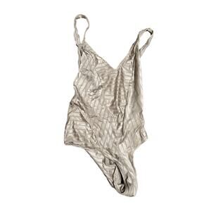 RASUREL Sportswear Swimwear Sleeveless Top Geometric Metallic Beige